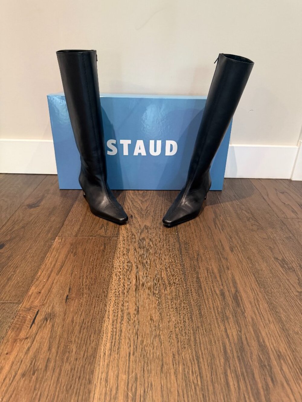 Staud Wally Wide Shaft Knee High Boots Black Size 37 BNIB